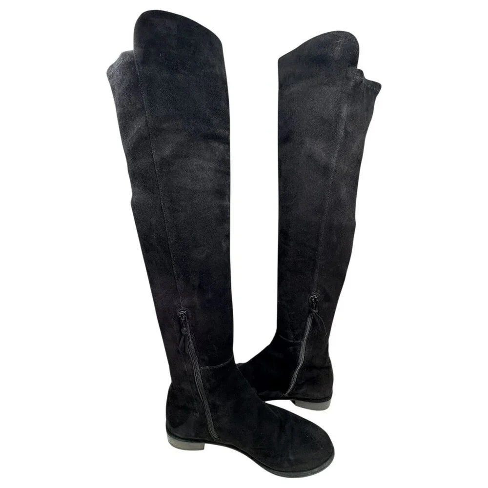 Stuart Weitzman All GOOD Black Suede Stretch‎ OTK Boots